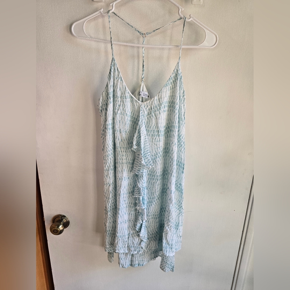 Carve Designs Light Blue Mini Ruffled Blouse Small NWOT